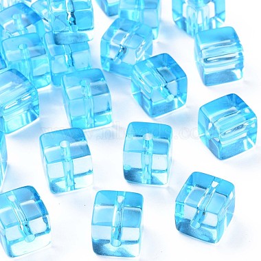 Deep Sky Blue Square Acrylic Beads
