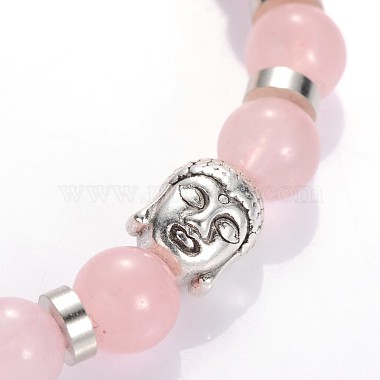 Buddha Head Gemstone Beaded Stretch Bracelets(X-BJEW-JB01864-04)-2