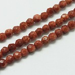 Synthetic Goldstone Beads Strands, Faceted, Round,, 3mm, Hole: 1mm, about 127pcs/strand, 14.5 inch(G-K020-3mm-07B)