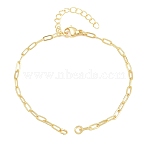 Brass Paperclip Chain Bracelet Making, with Lobster Claw Clasps, Cadmium Free & Lead Free, Rack Plating, Real 18K Gold Plated, 6.69 inch(17cm), Hole: 3mm(KK-CBADBBF-04G)