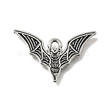 Gothic Tibetan Style Alloy Pendants, Bat Charms, Antique Silver, 16x25x1mm, Hole: 2mm(AL-CBAF9DF-02H)