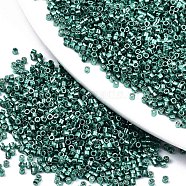 11/0 Grade A Glass Seed Beads, Cylinder, Uniform Seed Bead Size, Metallic Colours, Dark Cyan, 1.5x1mm, Hole: 0.5mm, about 20000pcs/bag(SEED-S030-1209)