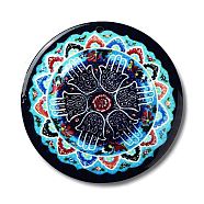 Opaque Acrylic Pendants, Flat RoundOpaque Acrylic Pendants, Flat Round with Evil Eye, Dark Turquoise, 42.5x2mm, Hole: 1.5mm(SACR-P029-A06)