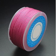 Round Nylon Cords, Milan Cords/Twisted Cords, Pearl Pink, 1.5mm, about 25.15 yards(23m)/roll(OCOR-E022-A-21)