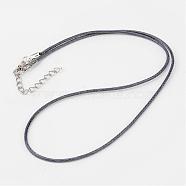 Korean Waxed Polyester Cord Necklace Making, with Alloy Lobster Clasps and Iron Chain Extender, Steel Blue, 18.1 inch, 1.5mm(NJEW-JN01558-06)