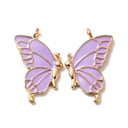 Alloy Enamel Pendants, Golden, Butterfly, Purple, 32x17x2mm, Hole: 2mm(ENAM-E570-01KCG-01)