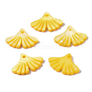 Natural Freshwater Shell Pendants, Dyed, Ginkgo Leaf, Gold, 12x17.5x2mm, Hole: 1.2mm(SHEL-N026-163E)