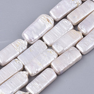 Natural Baroque Pearl Keshi Pearl Beads Strands, Cultured Freshwater Pearl, Rectangle, Seashell Color, 25~28x10~12x5~10mm, Hole: 0.6mm, about 14~15pcs/Strand, 15.75 inch(40cm)(PEAR-Q015-015)