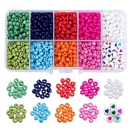 DIY Beads Jewelry Making Finding Kit, Including Opaque & Baking Paint Glass Seed Beads, Heart Pattern Acrylic Beads, Mixed Color, 945pcs/box(DIY-YW0005-13)