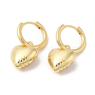 Rack Plating Brass Heart Dangle Hoop Earrings, Long-Lasting Plated, Cadmium Free & Lead Free, Real 18K Gold Plated, 34x19mm(EJEW-R150-06G)