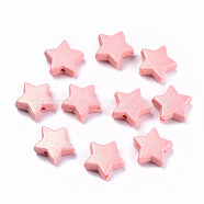 Spray Painted Acrylic Beads, Rubberized Style, Star, Salmon, 10.5x11x4mm, Hole: 1.5mm, about 1890pcs/420g(MACR-T037-06G)