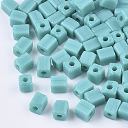 6/0 Glass Seed Beads, Round Hole, Cube & Cuboid, Dark Turquoise, 3~7x3.5x3.5mm, Hole: 1.2mm, about 4500pcs/bag(SEED-S026-01A-04)