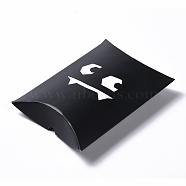 Halloween Pillow Boxes Candy Gift Boxes, Packaging Boxes, for Halloween Thanksgiving Party, Ghost Pattern, Black, 14x9.5x2.8cm(X-CON-L024-B04)