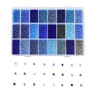 288G 24 Colors Glass Seed Beads, Round, Mixed Color, 12/0, 1.5~2.5x1.5~2mm, Hole: 0.5~1mm, 12g/color(SEED-JQ0005-01E-2mm)