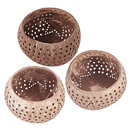 Hollow out Coconut Shell Candle Cup, Round, Dark Goldenrod, 11.5x7.8cm, Inner Diameter: 9.7x9.4cm(DIY-WH0260-82)