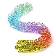 Transparent Painted Glass Beads Strands, Faceted, Rondelle, Colorful, 8x6.5mm, Hole: 1mm, about 63pcs/strand, 16.14''(41cm)(DGLA-A034-T8mm-A12)