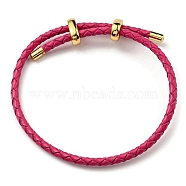 Leather Braided Cord Bracelets, Adjustable Bracelet, Cerise, Inner Diameter: 5/8~2-7/8 inch(1.5~7.3cm)(BJEW-G675-06G-01)