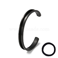 304 Stainless steel Grooved Bangles, Cuff Bangle, for Gemstone, Leather Inlay Bangle Making, Electrophoresis Black, 1/4 inch(0.75cm), Inner Diameter: 2-3/8 inch(6.1cm)(FIND-WH0147-21EB)