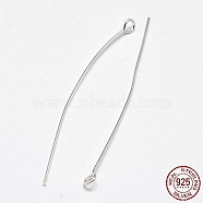 925 Sterling Silver Eye Pins, Silver, 45x0.5mm, Head: 3mm(STER-F018-02E-02)