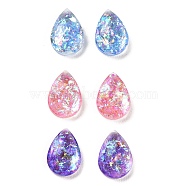 Resin Imitation Opal Cabochons, Single Face Faceted, Teardrop, Mixed Color, 10x7x3mm(RESI-H148-16)