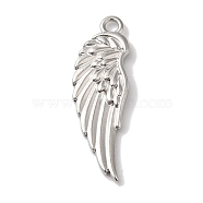 Non-Tarnish 304 Stainless Steel Pendants, Wing Charms, Stainless Steel Color, 29.5x9.5x2.5mm, Hole: 2mm(STAS-L081-004P)