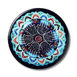 Opaque Acrylic Pendants, Flat RoundOpaque Acrylic Pendants, Flat Round with Evil Eye, Dark Turquoise, 42.5x2mm, Hole: 1.5mm(SACR-P029-A06)