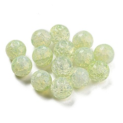 Transparent Spray Painting Crackle Glass Beads, Round, Pale Green, 10mm, Hole: 1.6mm, 200pcs/bag(GLAA-L046-01A-01)