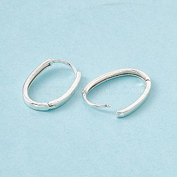 Brass Oval Hinged Hoop Earrings for Men Women, Cadmium Free & Lead Free, 925 Sterling Silver Plated, 20.5x13.5x1.5mm, Pin: 0.8mm(KK-A172-35S)