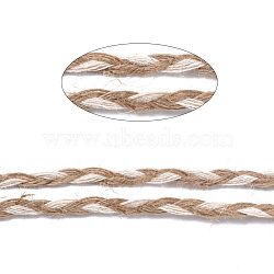 Braided Burlap Ribbon, Hessian Ribbon, Jute Ribbon, for DIY Home Decoration and Gift Wrap, Tan, 1/4 inch(5~6mm), about 100yards/roll(91.44m/roll)(OCOR-TAC0009-03)