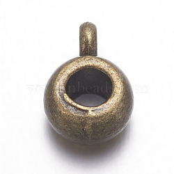 Tibetan Style Tube Bails, Loop Bails, Bail Beads, Cadmium Free & Lead Free, Antique Bronze, 9x6x4mm, Hole: 1.5mm, Inner Diameter: 3mm(X-WAB017H-AB-RS)