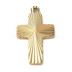 Ion Plating(IP) 304 Stainless Steel Pendants, Cross Charm, Golden, 22x13x1.9mm, Hole: 1.6mm(STAS-D025-02G-02)