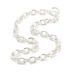 Ion Plating(IP) 304 Stainless Steel Cable Chain Necklaces, Silver, 17.68 inch(44.9cm)(NJEW-P285-04S)