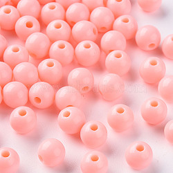 Opaque Acrylic Beads, Round, Light Salmon, 8x7mm, Hole: 2mm(X-MACR-S370-C8mm-A12)