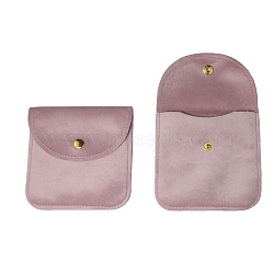 Velvet Jewelry Storage Bags with Snap Button, for Earrings, Rings, Necklaces, Square, Flamingo, 10x10cm(PW-WG79118-12)