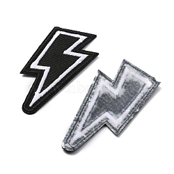 Lightning Bolt Polyester Computerized Embroidery Iron on Patches, Appliques, Black, 70x34x1mm(PATC-WH0001-78F)