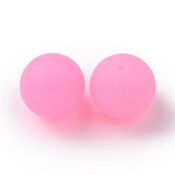 Luminous Round Food Grade Silicone Beads, Chewing Beads For Teethers, DIY Nursing Necklaces Making, Hot Pink, 15x14.5mm, Hole: 2mm(SIL-TAC0007-04I)