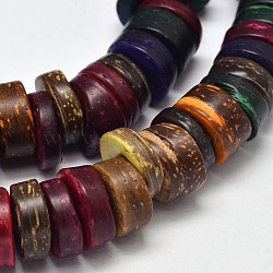 Natural Coconut Disc Bead Strands, Mixed Color, 9x3~5mm, Hole: 3mm, about 111pcs/strand, 15.7 inch(COCB-O002-02)