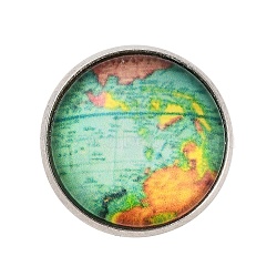 Round Glass Brooches, Platinum Plated Zinc Alloy Pins, for Backpack, Map, 18x5.5mm(JEWB-A022-02I)