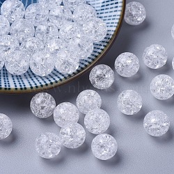 Acrylic Beads, Crackle, Round, White, 10mm, Hole: 2mm, about 909pcs/500g(PAC152Y-9)
