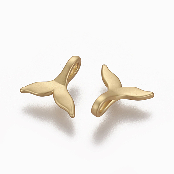 Brass Charms, Long-Lasting Plated, Whale Tail Shape, Matte Gold Color, 9x9.3x3.3mm, Hole: 1.5x2.5mm