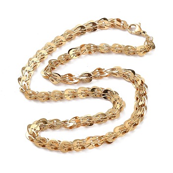 304 Stainless Steel Chain Necklaces, Jewely for Unisex, Real 18K Gold Plated, 19.53 inch(49.6cm)