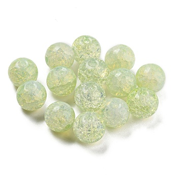 Transparent Spray Painting Crackle Glass Beads, Round, Pale Green, 10mm, Hole: 1.6mm, 200pcs/bag