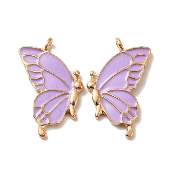 Alloy Enamel Pendants, Golden, Butterfly, Purple, 32x17x2mm, Hole: 2mm