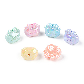 UV Plating Acrylic Beads, Iridescent, Rabbit, Mixed Color, 17x19.5x14mm, Hole: 2mm