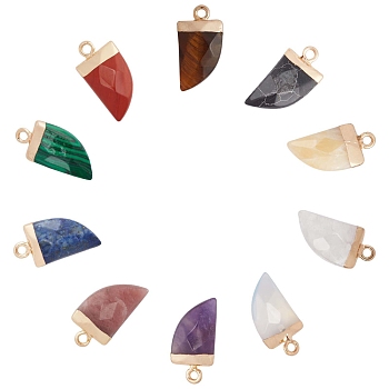 ARRICRAFT Gemstone Pendants, Top Light Gold Plated, with Iron Loop, Scabbard, Faceted, 20x10.5x5mm, Hole: 1.8mm, 10 colors, 1pc/color, 10pcs