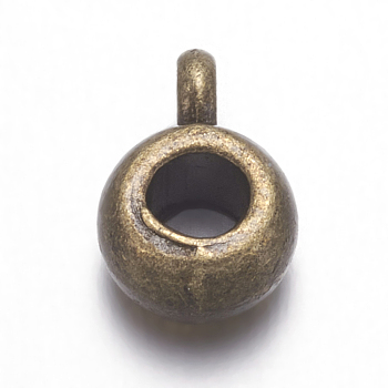 Tibetan Style Tube Bails, Loop Bails, Bail Beads, Cadmium Free & Lead Free, Antique Bronze, 9x6x4mm, Hole: 1.5mm, Inner Diameter: 3mm