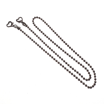 Iron Ball Chain Bag Straps, with Heart-shaped Lobster Claw Clasps, Bag Replacement Accessories, Gunmetal, 122.5x0.6cm