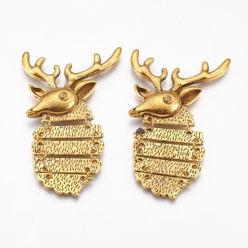Tibetan Style Alloy Cabochons, Christmas Reindeer/Stag, Cadmium Free & Nickel Free & Lead Free, Antique Golden, 72x44x5mm