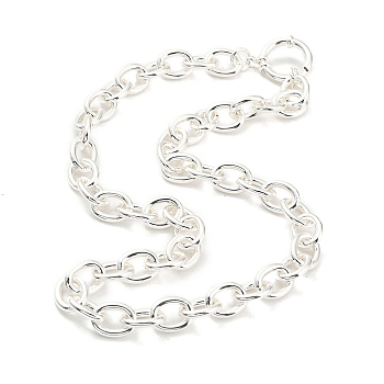 Ion Plating(IP) 304 Stainless Steel Cable Chain Necklaces, Silver, 17.68 inch(44.9cm)