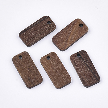 Walnut Wood Pendants, Rounded Rectangle, Saddle Brown, 21x10x2.5~3mm, Hole: 1.8mm